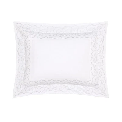 FESTONS BY YVES DELORME, FRANCIA ALGODÓN SATÉN ALMOHADA FARSA CON BORDADO (NUEVO) Foto 1 de 4