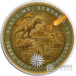 CRETACOIN Guardians of a Lost Era Erde 1 Oz Silbermünze 5$ Tokelau 2024 - Bild 1 von 3