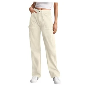 Cargo Pants Women High Waisted Wide Leg Casual Pants Baggy Stretchy Trousers - Picture 1 of 5