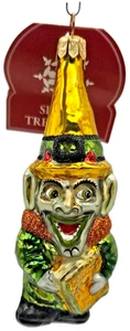 Slavic Treasures Halloween Witch Goblin Book Ornament Blown Glass Poland Rare - Picture 1 of 15