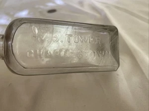 W S Tower Charlestown Pharmacy Apothecary Dug Bottle 5" Chipped Lip. - Picture 1 of 19
