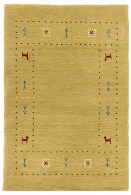 Alfombra de lana amarilla Tribal Gabbeh 8x10 pies - Alfombra de telar manual para sala de estar Foto 1 de 4