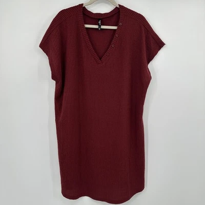 Torrid Sleep Nightgown Womens 2X Burgundy Waffle Knit V Neck Thermal Lounge - Image 1 of 4