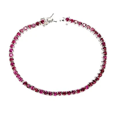 Pulsera de plata de ley 925 redonda rodolita granate 3 mm piedras preciosas joyería 7 pulgadas Foto 1 de 4