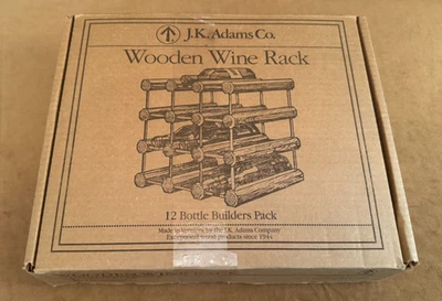 JK Adams Co Wooden Wine Rack 12 Bottle Modular Builders Pack Vermont USA mwrb12n - Image 1 of 4