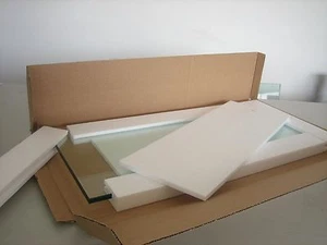 Estante de vidrio templado transparente rectangular de 8"" x 24"" 3/8 - Imagen 1 de 2