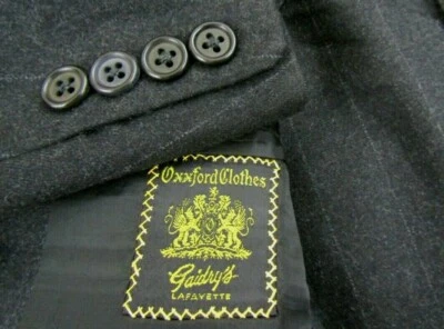 42R Oxxford Clothes Abrigo Deportivo Negro Rayas Grueso Lujo Lana Dos Botones Chaqueta Foto 1 de 4