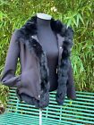 Love Moschino Padded Jacket with Real Lapin Fur Trim Collar UK 6 XS