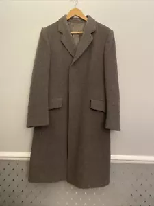 Wool Overcoat Grey 100% Wool Long Hidden Buttons 38” Chest - Picture 1 of 13