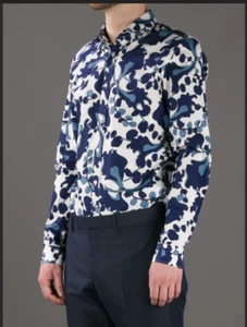Gucci Men's Blue/White Floral Print Skinny Shirt £219 100% Authentic - Picture 1 of 11