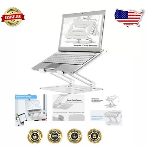 Compact Silver Laptop Holder Stand for MacBook Pro, Air & All 11-17 Inch Laptops - Picture 1 of 11
