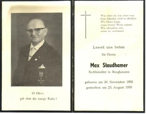  SB death card BRD Bundesverdienskreuz 1970 ordine - Foto 1 di 1