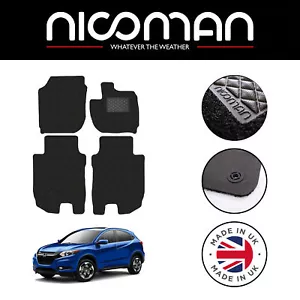 Honda HRV MK2 2015- Fully Tailored Black Car Floor Mats Rubber Set with Clips - Picture 1 of 7