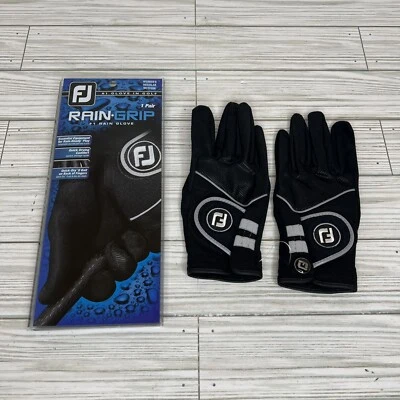 FootJoy Rain Grip 66119E Mujer Regular Mediano Negro Par de Guantes de Golf NUEVO Foto 1 de 4