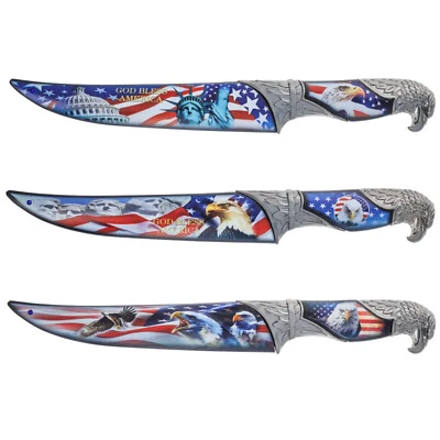 ASR Outdoor American Flag Eagle Fixed Blade Hunting Knife Patriotic Gift 3 Style - Image 1 of 2