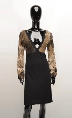 Vestido Vintage Custo Barcelona Y2K Manga Larga Estampado Cuello en V Talla 1 Foto 1 de 4