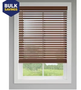 LEVOLOR 2-in Slat Width 20in x 64-in Cordless Walnut Wood Horizontal Blinds - Picture 1 of 6