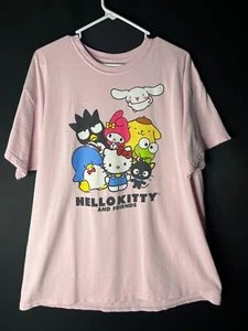 Chemise Hello Kitty femme XL rose Friends manches courtes col rond imprimé graphique - Photo 1/3
