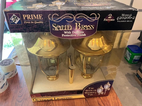 BRASS CARRIAGE LAMPS - SOLID BRASS with non-dulling finish.  Outside designed Cover