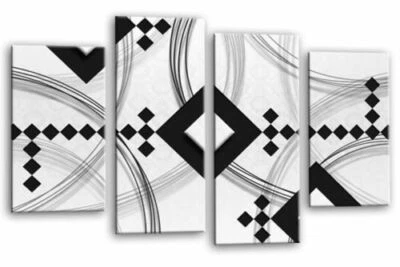 Abstract Wall Art Living Room Bedroom White Black Split Canvas Picture Print  - Image 1 of 4