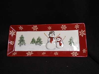 St. Nicholas Square Yuletide Appetizer/Dessert Tray ~Snowman - Image 1 of 4