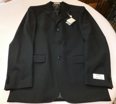 \Murano Collezione Мужская 42L Sport Куртка Пальто сшитый черный темно-полоски новый с Ярлыками - Изображение 1 из 4