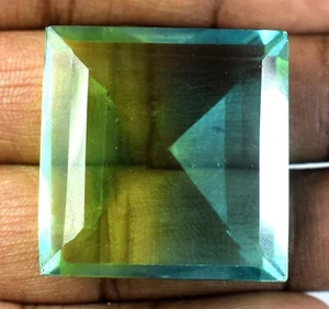 Brazilian Bi-Color Tourmaline 87.45 Carat Square Cut Gemstone Certified C8364 - Picture 1 of 10
