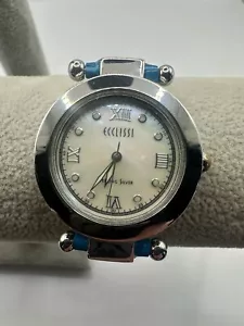 Ecclissi 22340 Sterling Silver Womens Watch New Battery 32MM 7.5" Leather MOP Z - Picture 1 of 11