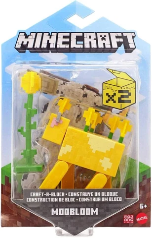 NEW Mattel Minecraft Craft A Block Moobloom Moo Bloom Figure 3.25" Dmg Pkg Cover