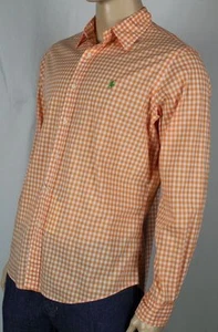 Camisa de vestir Ralph Lauren naranja blanca personalizada verde pony nueva con etiquetas - Imagen 1 de 1