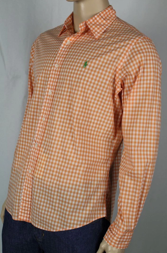 Camisa de vestir Ralph Lauren naranja blanca personalizada verde pony nueva con etiquetas Foto 1 de 1