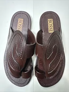 BOSSE Nigerian Leather Sandals Men’s EU 43 US 9.5-10 Handmade Africa 8183 C1 - Picture 1 of 9