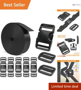 Heavy-Duty Buckles Nylon Webbing 1-1/2" 6 Yards Adjustable Strap Set DIY Proj... - Picture 1 of 9