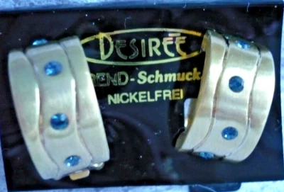 klasse Ohr Clips Strass blau Halb Creolen gold ModeSchmuck Ohrclips Schmuck NEU - Bild 1 von 2