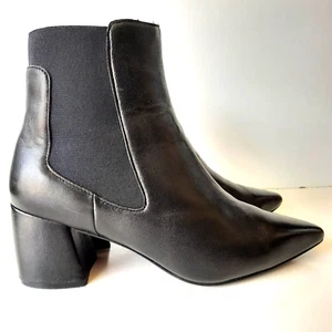 Linea Paolo Women Ankle Boots Pointed Toe Size 6M Chelsea Black Leather Shoes E - Picture 1 of 9
