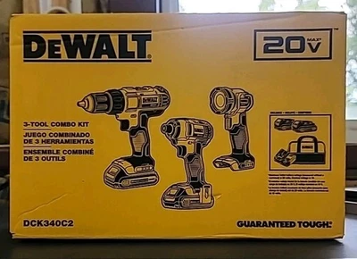DCK340C2 DEWALT 20V MAX Cordless Drill/Driver and LED Work Light Power Tool Comb - Image 1 of 2