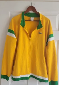 Lacoste Mens Jacket Sport Zip Up Track Yellow Green White Size 9 Fits Like a 2XL - Picture 1 of 8