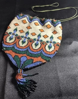 Винтажный стекла микро бисером сумочки Дамская сумка сумка сумка ар-деко узор - Изображение 1 из 4