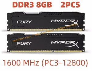 HyperX FURY DDR3 16GB 2x 8GB 1600 MHz PC3-12800 Desktop RAM Memory DIMM 240pins - Picture 1 of 1