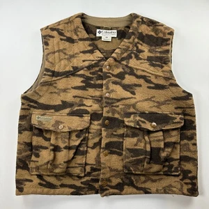 Vtg Columbia Gallatin Range Wool Blend Vest Outfitter Brown Camo XXL Hunting - Picture 1 of 9
