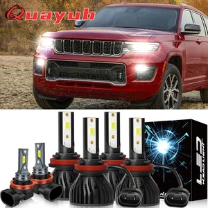 For Jeep Grand Cherokee 2019 2020 2021 6000K LED Headlight Fog Light Bulbs 6PCS - Picture 1 of 17