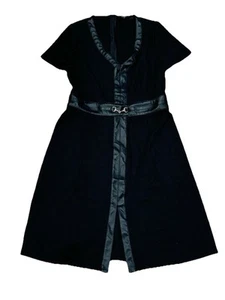 Ellen Tracy Gr. M schwarz und Leder Kurzarm fließend Kleid Frühling Sommer Arbeit - Bild 1 von 9