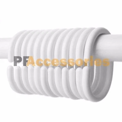 12 Pcs Set Plastic Bathroom Shower Curtain Rings Hooks White Rustprooof - Imagem 1 de 3