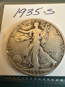 1935 S 1935-S Liberty Walking Silver Half Dollar Lot 35S - Picture 1 of 2
