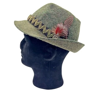 Vintage Bavarian Alpine Wool Blend Men's Hat Heather Green - Picture 1 of 14