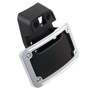 Chrome Curved Laydown License Plate Mount Bracket For Harley 2024 25 FLHX FLTRX - Picture 1 of 7