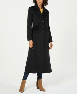 Forecaster Notched-Collar Maxi Walker Coat Black Size 4 - Picture 1 of 3