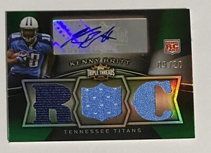 2009 Topps Triple Threads Relics Kenny Britt Rookie 9/20 Autograph 2 Color Patch