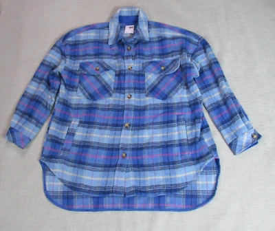 Так куртка женщин размер XL синий клетку фланелевая рубашка Shacket бабушка Cabincore ранчо - Изображение 1 из 4