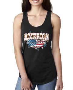My Home Sweet Home American Flag with Stars Ladies Racerback Tank Top - Picture 1 of 10